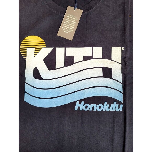 NWT Kith Honolulu WAVY TEE Navy Blue Hawaii Exclusive Tee, LARGE - Picture 3 of 6